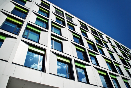 Modern building.Modern office building with facade of glass