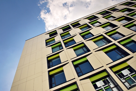 Modern building.Modern office building with facade of glass