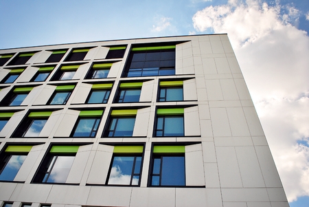 Modern building.Modern office building with facade of glass