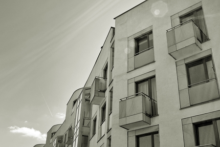 Modern, Luxury Apartment Building. Black and whiteの写真素材