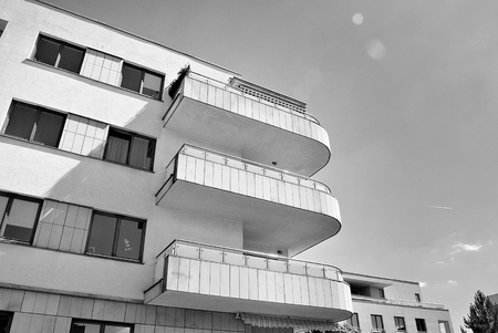 Modern, Luxury Apartment Building. Black and white