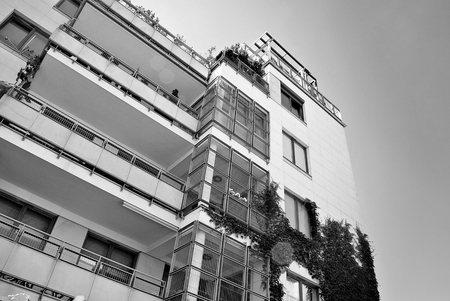 Modern, Luxury Apartment Building. Black and whiteの写真素材