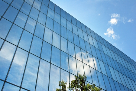 Modern building.Modern office building with facade of glass