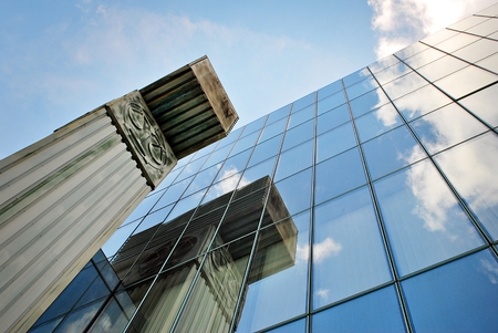 Modern building.Modern office building with facade of glass