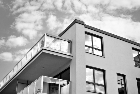 Modern, Luxury Apartment Building.Black and white.の写真素材