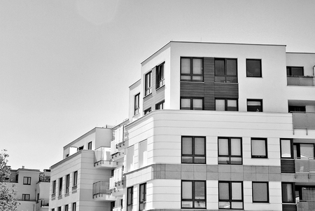 Modern, Luxury Apartment Building. Black and white.の写真素材