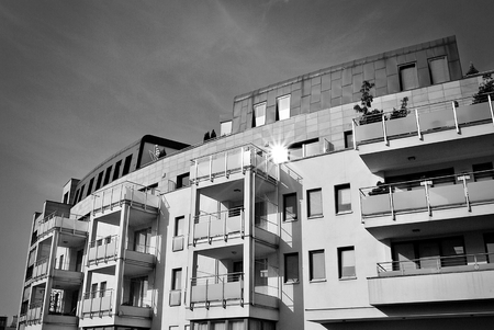 Modern, Luxury Apartment Building.Black and white.のeditorial素材