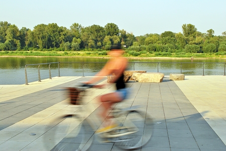 Racing Bike, motion blurred imageの写真素材