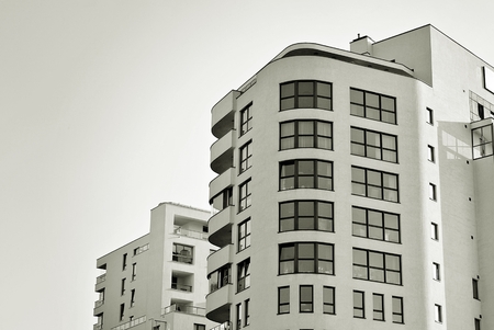 Modern, Luxury Apartment Building.Black and white.