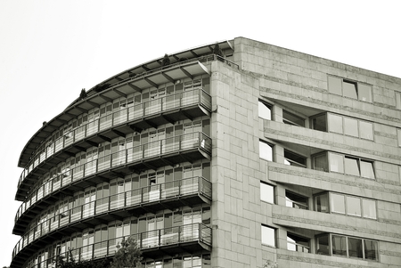 Modern, Luxury Apartment Building.Black and white.