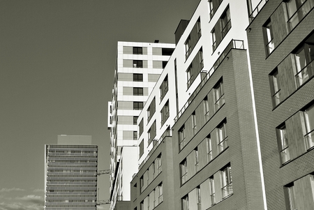 Modern, Luxury Apartment Building.Black and white.の写真素材
