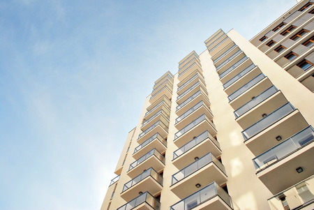 Modern, Luxury Apartment Building against blue sky