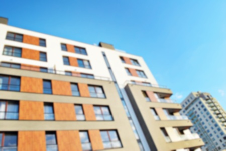 Abstract blur of modern apartment building.