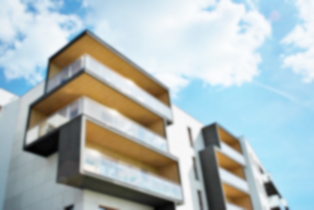 Abstract blur of modern apartment building.