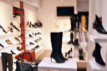 bokeh light background in shoe store.の写真素材