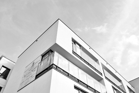 Modern apartment building. Facade of a modern apartment building. Black and white.の写真素材