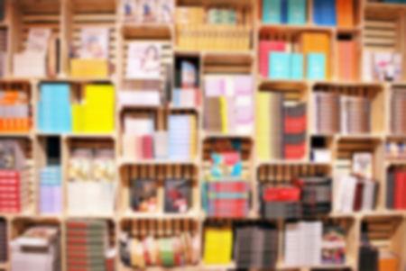 blurred library or bookshop backgroundの写真素材