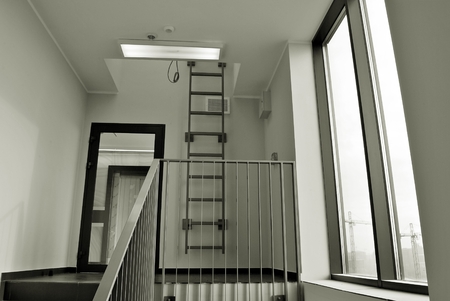 empty corridor in the modern apartment building. background. black and whiteのeditorial素材