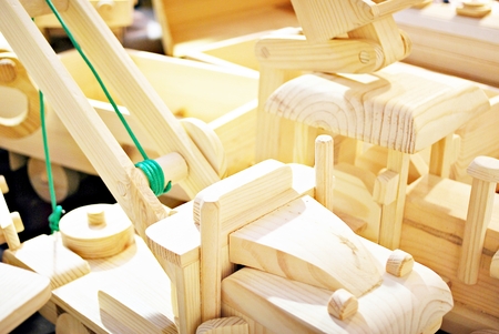 fragment of wooden toys