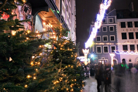 Outdoors Christmas decorations at Warsaws streetのeditorial素材