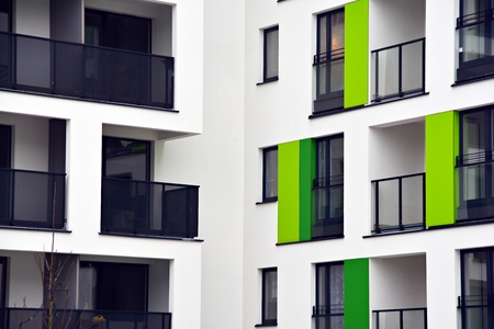 Facade of a modern apartment buildingの写真素材