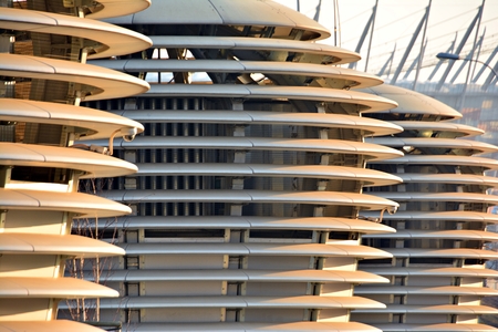 Abstract lines on architecture. modern architecture detail