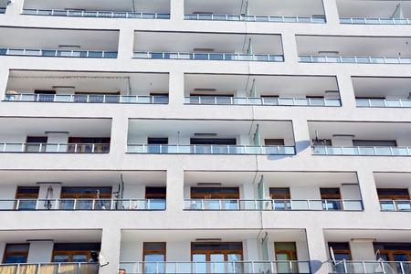 Facade of a modern apartment buildingの写真素材