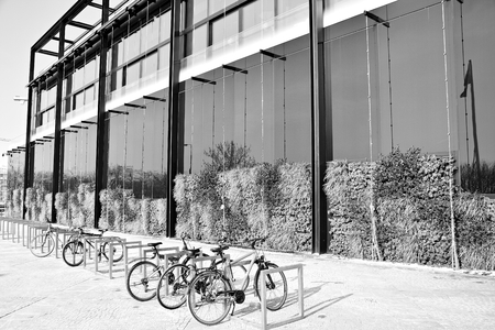 Office building. Business building. Exterior of building. Black and white.の写真素材
