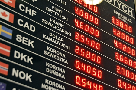 current exchange rates electronic displayの写真素材