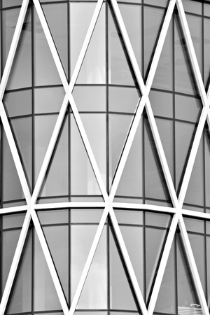 Glass walls of a office building - business background. Black and white.の写真素材