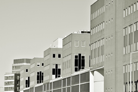 Glass walls of a office building - business background. Black and white.の写真素材
