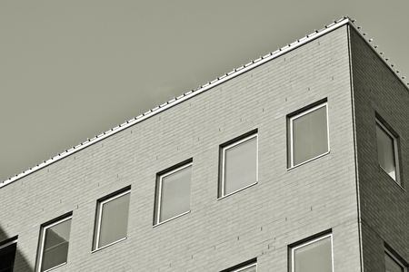 Glass walls of a office building - business background. Black and white.