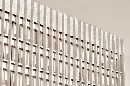 Glass walls of a office building - business background. Black and white.の写真素材