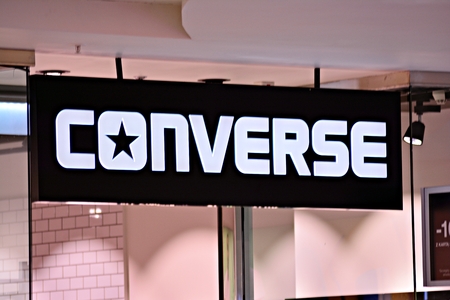 Warsaw, Poland. 16 March 2018. Sign Converse. Company signboard Converse