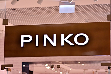 Warsaw, Poland. 17 March 2018. Sign Pinko. Company signboard Pinko.のeditorial素材