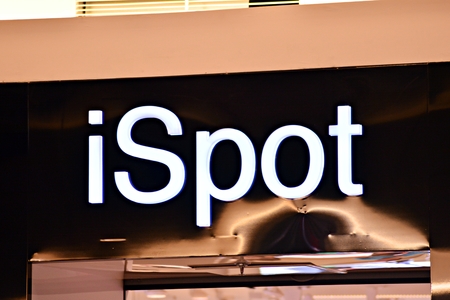 Warsaw, Poland. 17 March 2018. Sign iSpot. Company signboard iSpot.