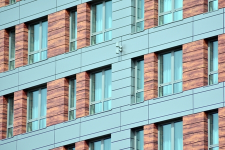 Modern office building wall made of steel and glass