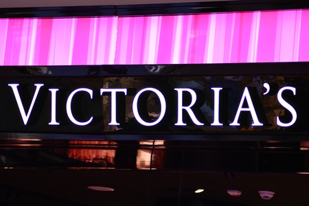 Warsaw, Poland. 4 April 2018. Sign Victoria's. Victoria's signboard company.のeditorial素材