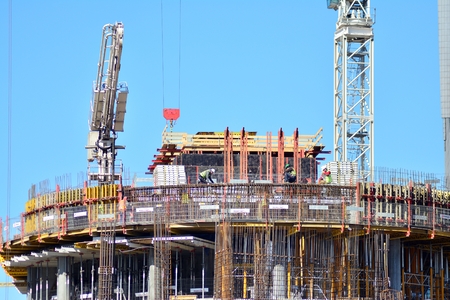 Warsaw, Poland. 6 April 2018. Construction of the Warsaw Hub. The Warsaw HUB will include 75,000...