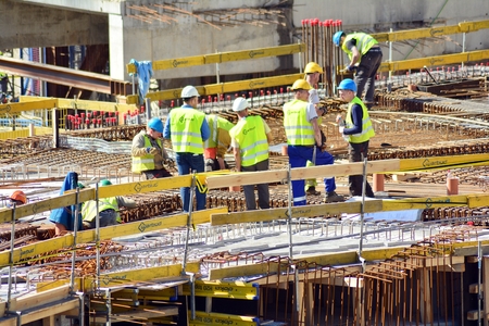 Warsaw, Poland. 6 April 2018. Construction of the Varso Place office buildingのeditorial素材