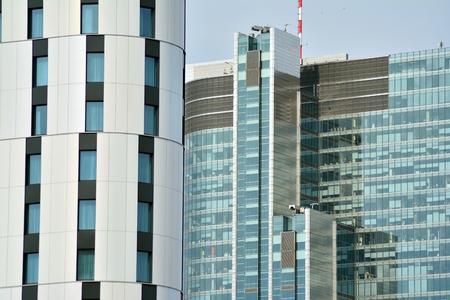 Modern office building wall made of steel and glass