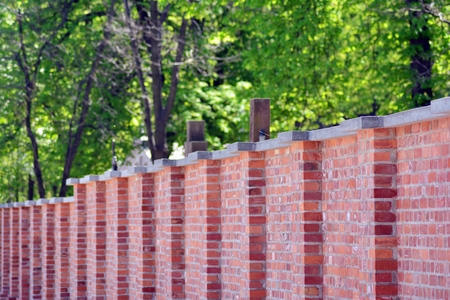 Vintage red brick wallの写真素材