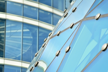 Modern office building wall made of steel and glass