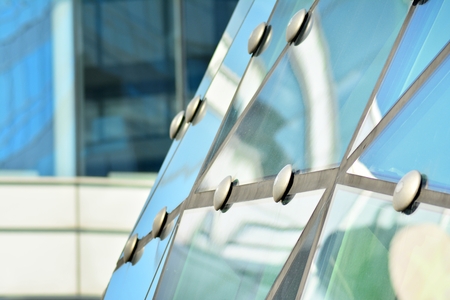 Modern office building wall made of steel and glass