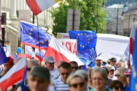 Warsaw.Polans. 12 May 2018. Freedom March. Poles march to denounce government, eroding the democracy