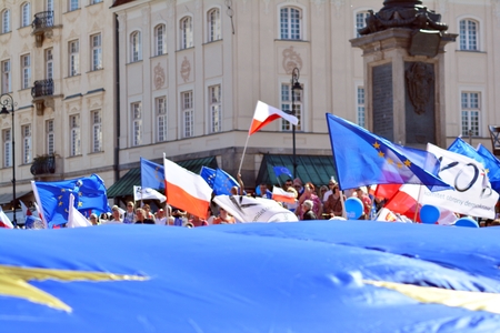 Warsaw.Polans. 12 May 2018. Freedom March. Poles march to denounce government, eroding the democracyのeditorial素材