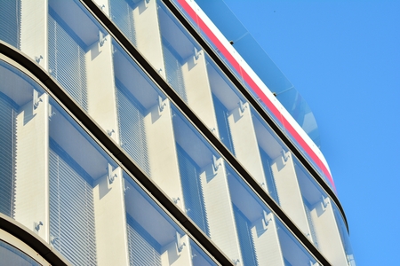 Urban abstract background, detail of modern glass facade, office business building