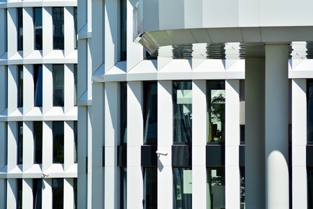 Modern office building wall made of steel and glass