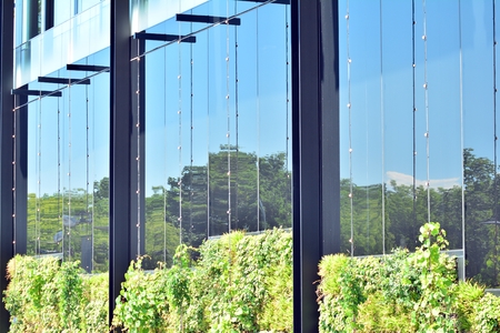 Modern office building wall made of steel and glass