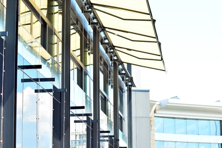 Modern office building wall made of steel and glass